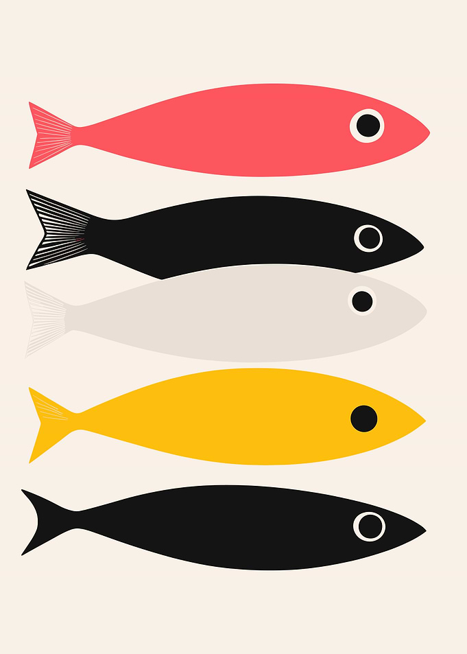 Five Colorful Fish