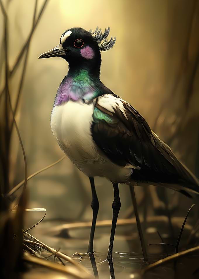 Colorful Lapwing Bird in Marsh
