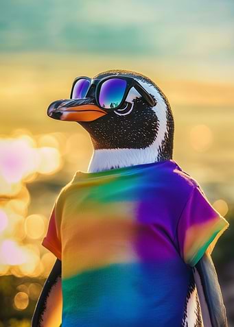 Cool Penguin In Tie-Dye