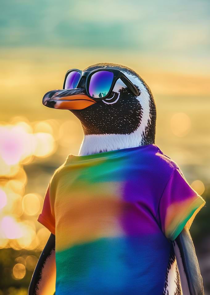 Cool Penguin In Tie-Dye