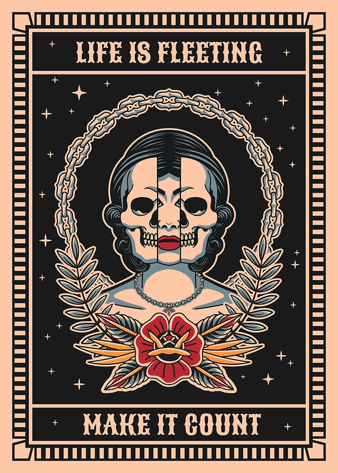 Life and death tattoo illustration