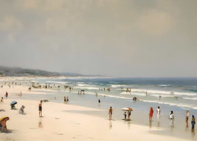 People at the Beach Scene Painting