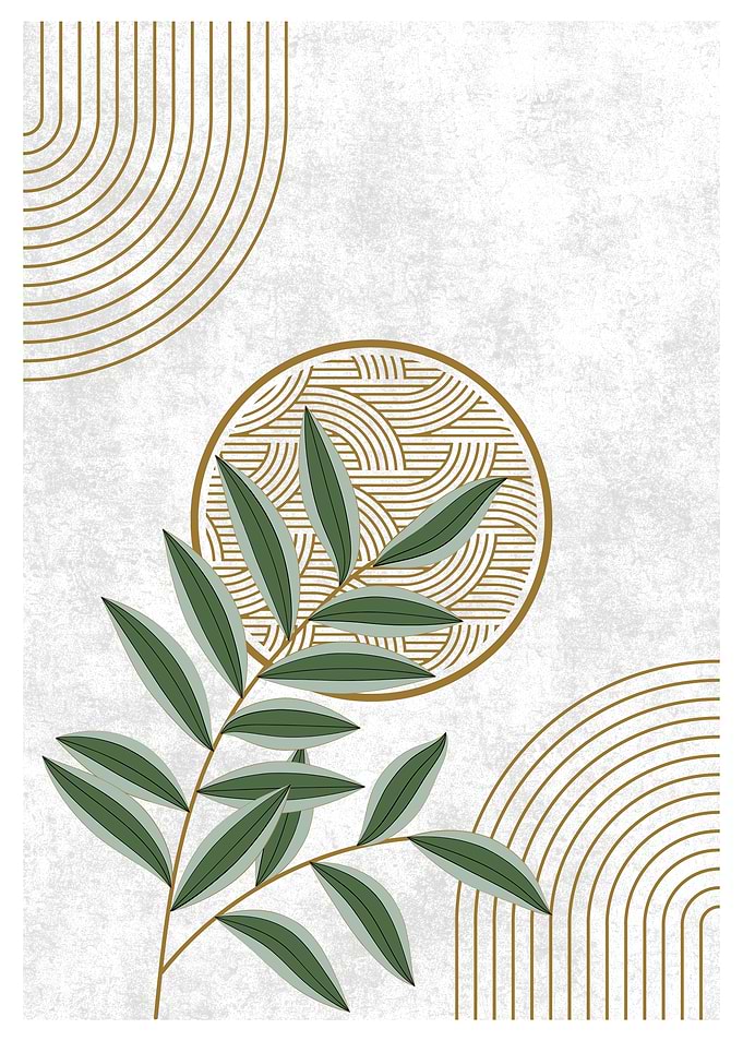 Minimalist Green Leaf Art