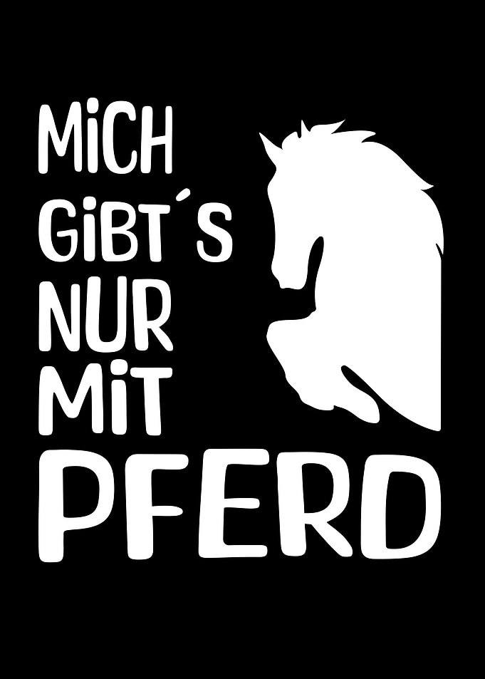 Horse Silhouette with German Text