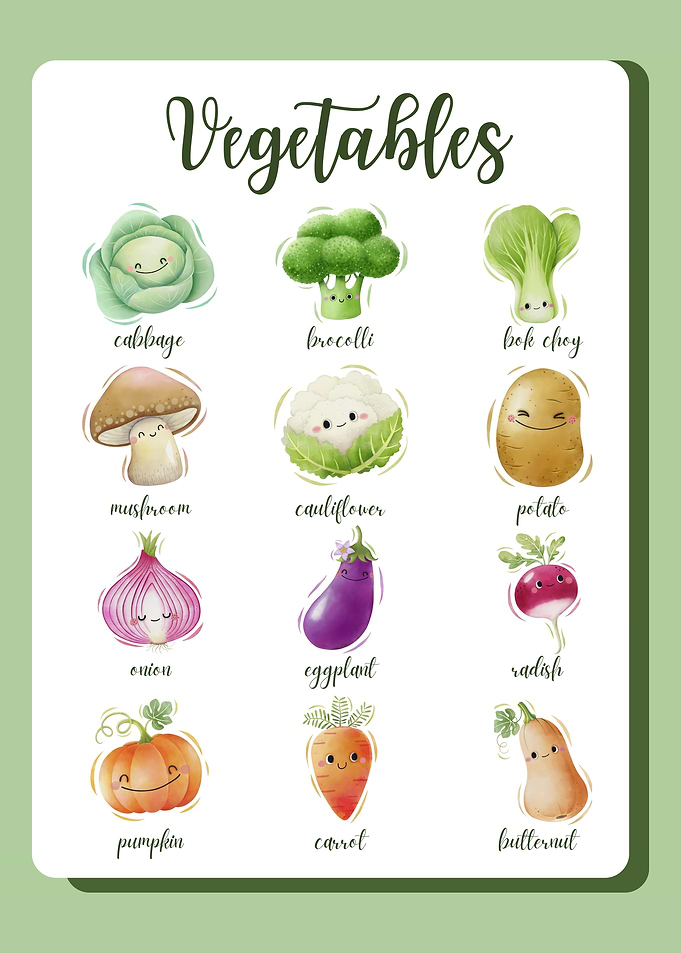 Cute Vegetables Chart
