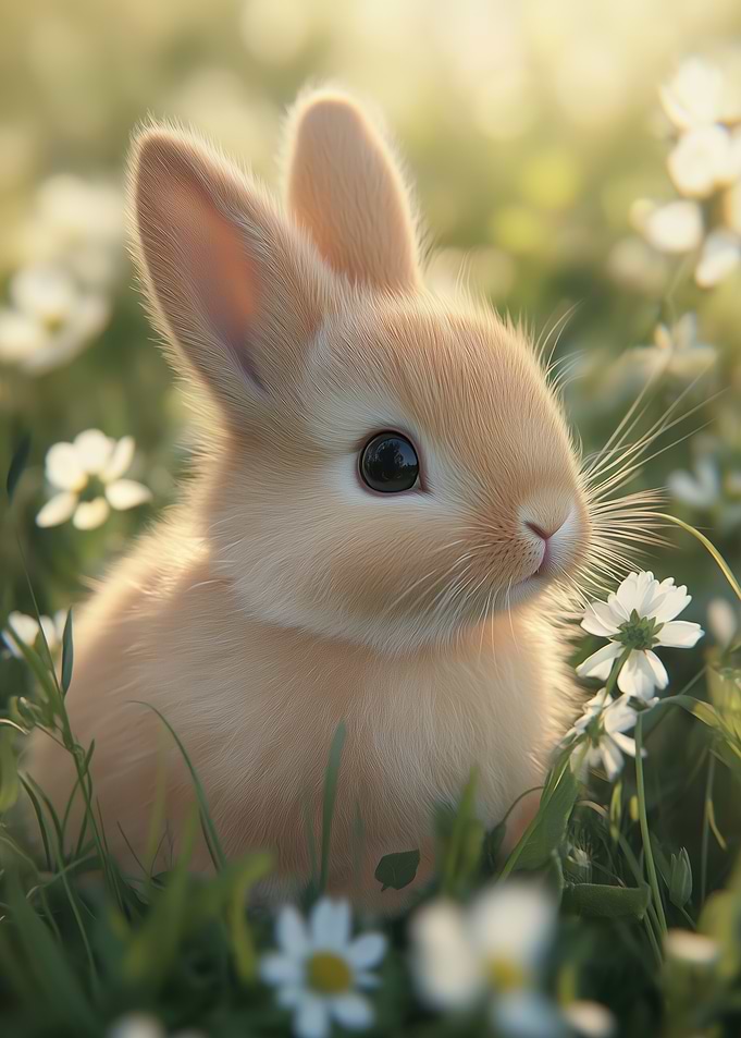 Cute Bunny in Flowers