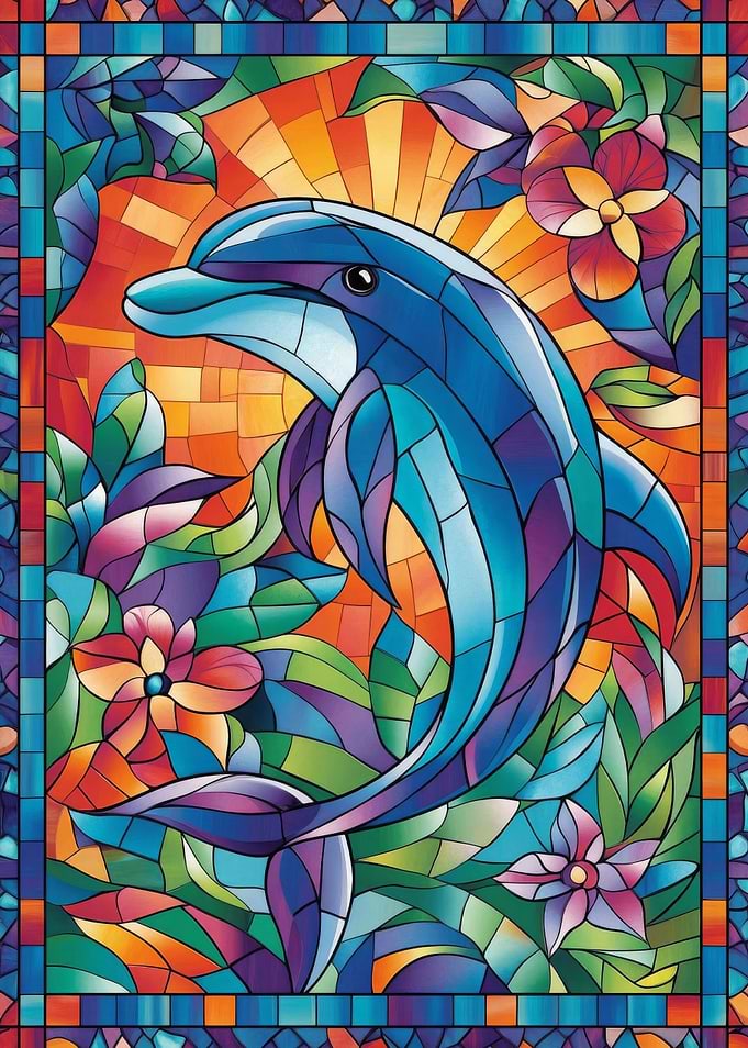 Dolphin Stained Glass
