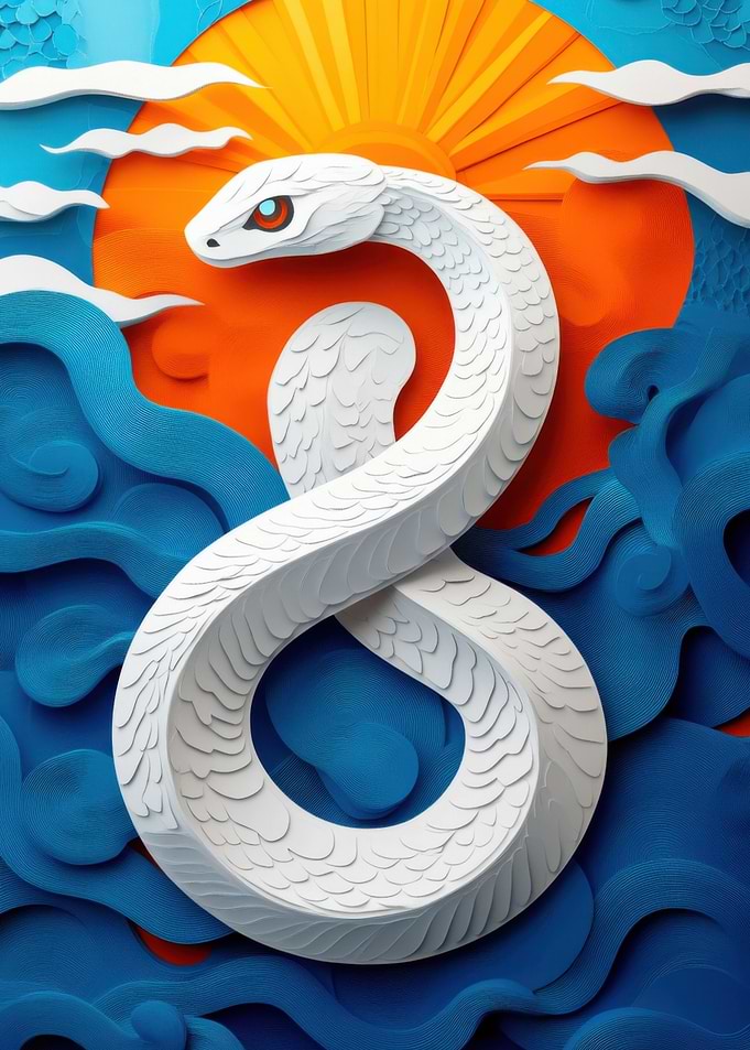 White Snake Paper Art