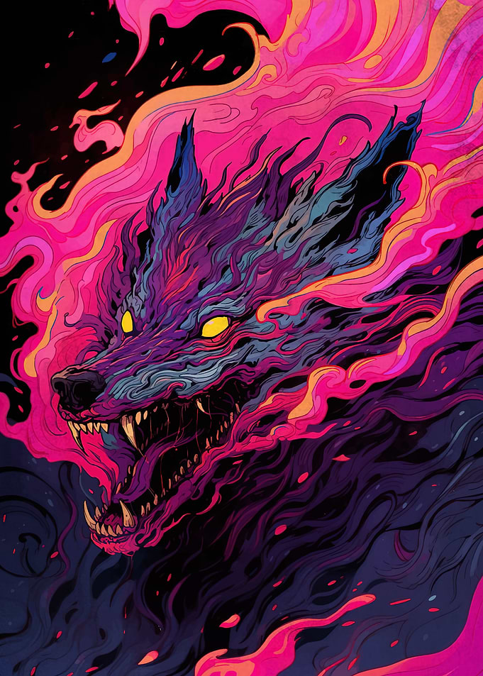 Fiery Wolf Illustration