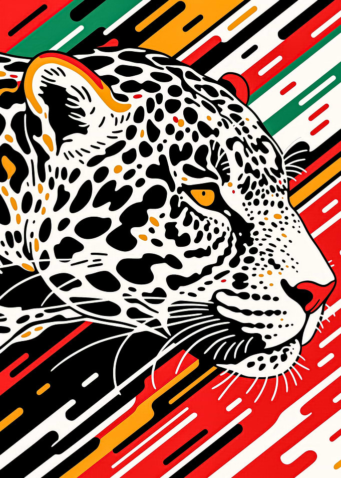 White Leopard Pop-Art