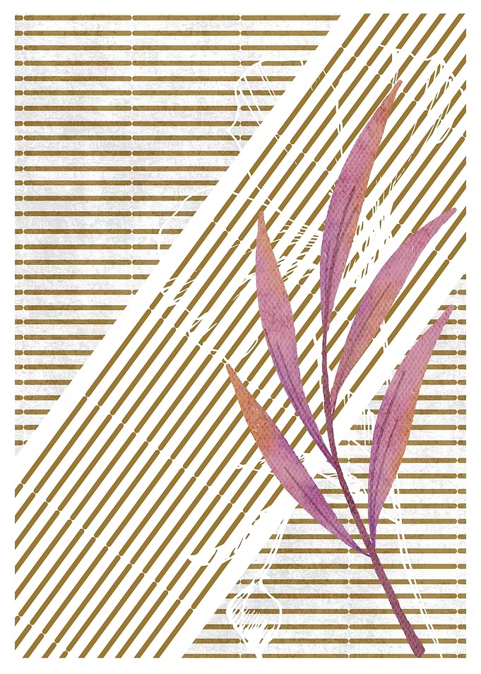 Pink Branch on Striped Background