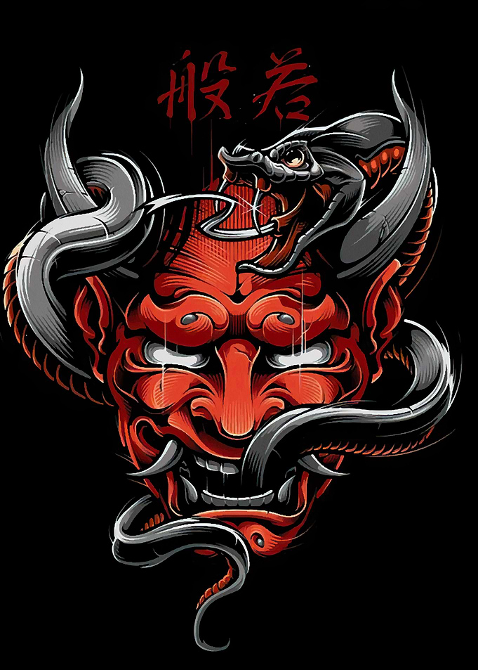 Oni Mask with Snake