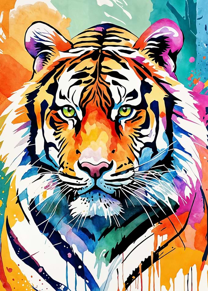 Colorful Tiger Watercolor