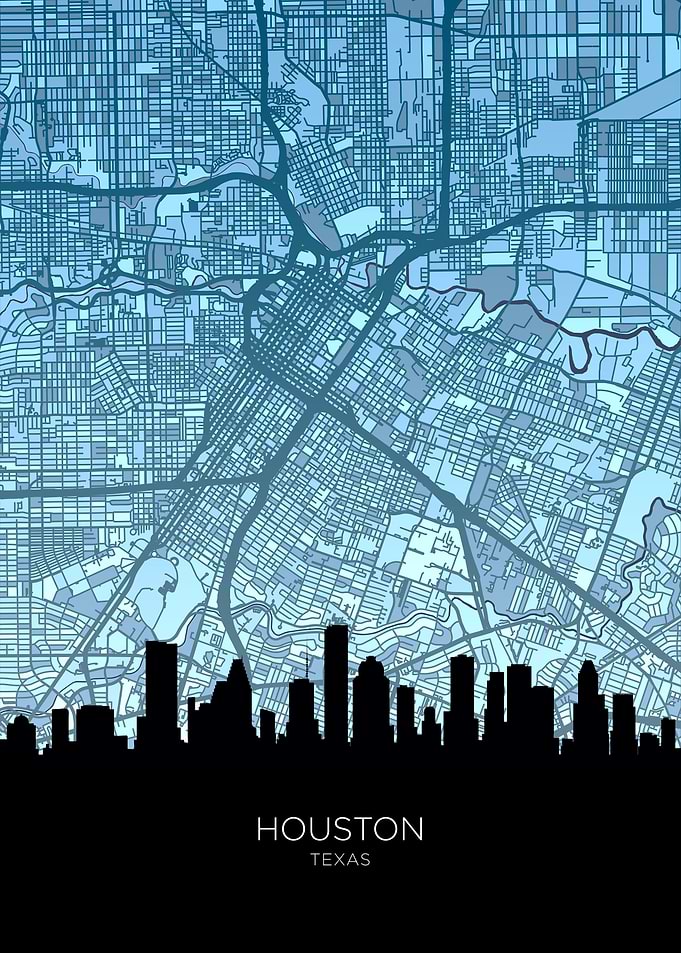 Houston Texas Skyline Map