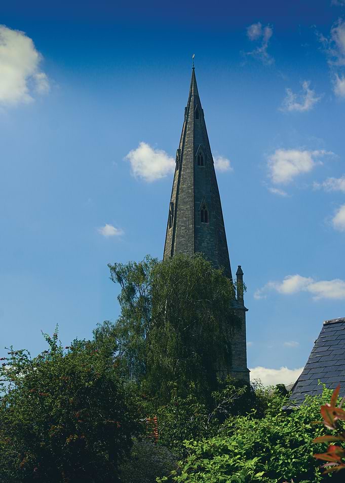 Church Spire Against Blue Sky