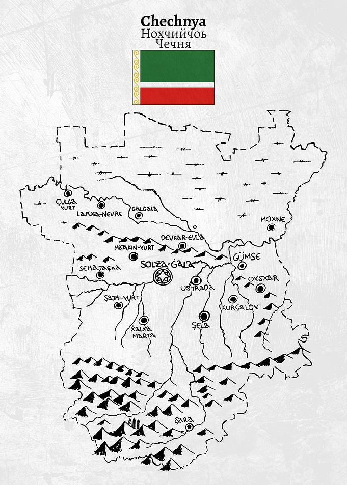 Handdrawn Map of Chechnya