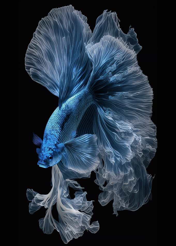 Blue Betta Fish with Flowing Fins
