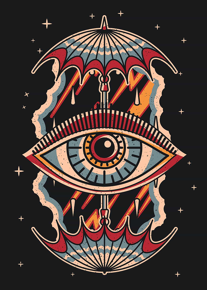 Umbrella & eye vintage art