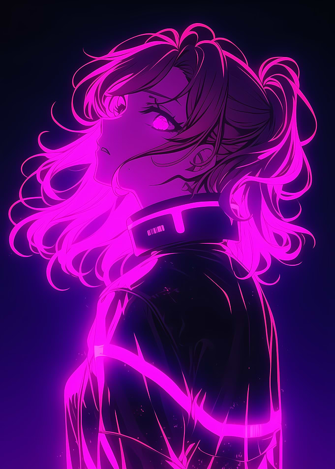 Anime Girl in Neon Glow
