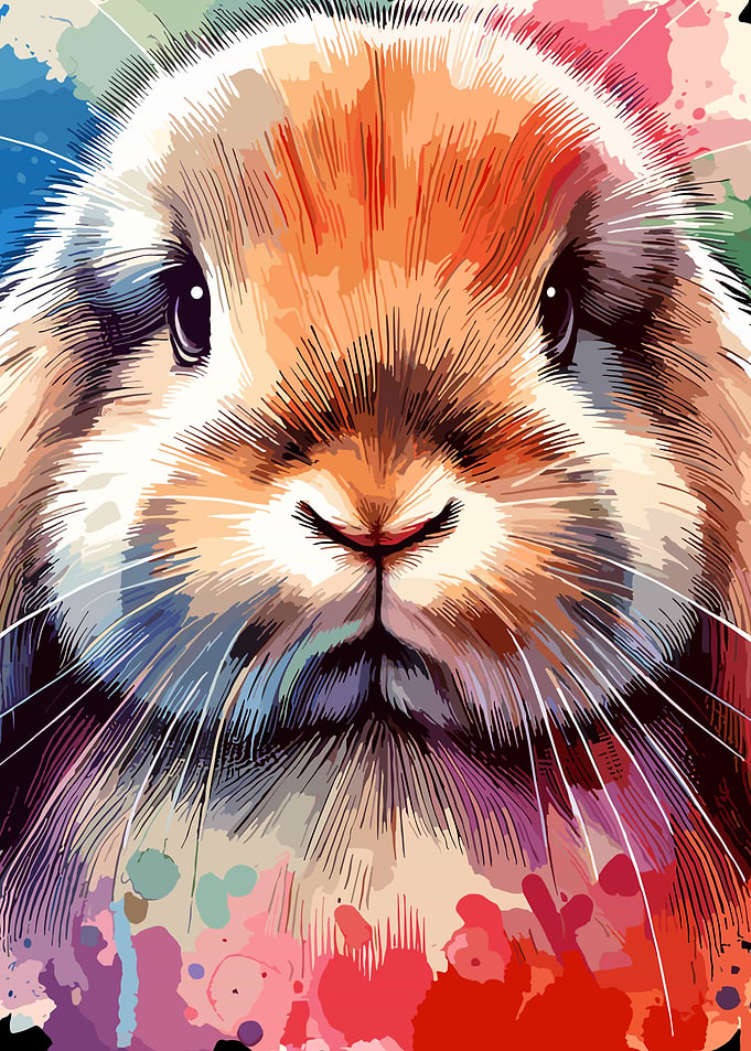 Colorful Rabbit Bunny Portrait