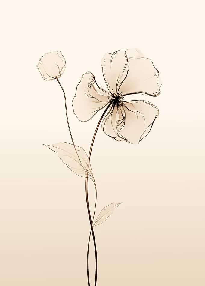Delicate Floral Line Art