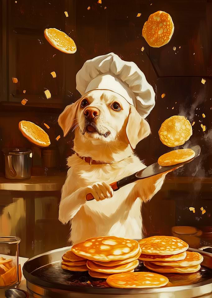 Dog Chef Making Pancakes