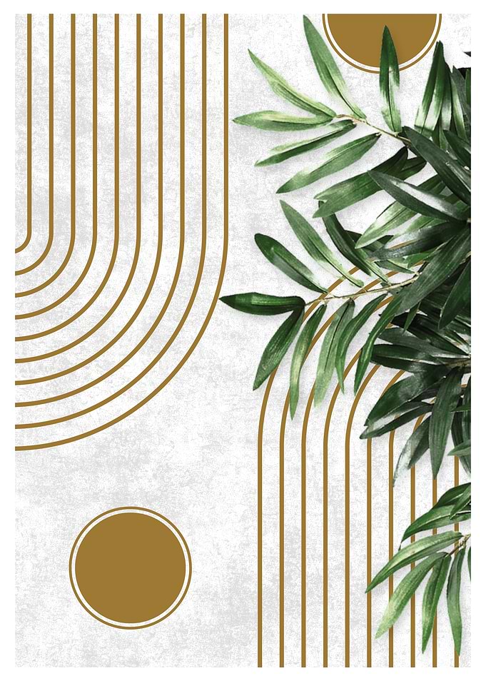 Gold Lines & Green Leaves