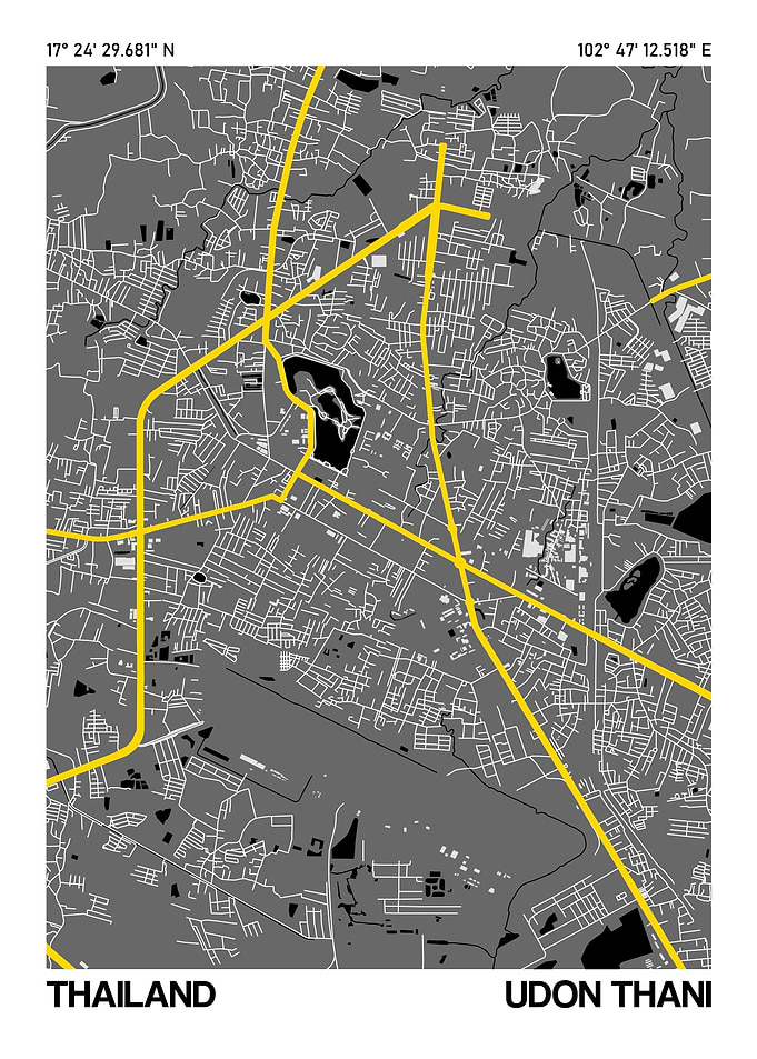 Udon Thani City Street Map