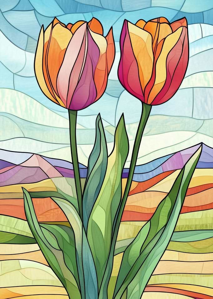 Stained Glass Tulips