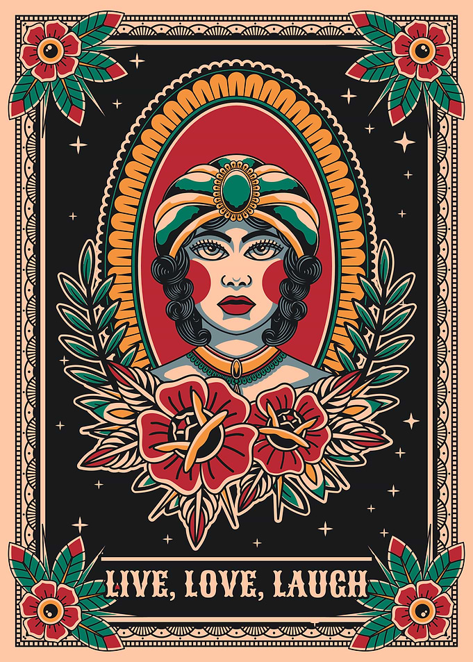 Fortune teller vintage tattoo art