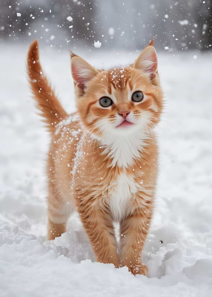 Ginger Kitten in Snow