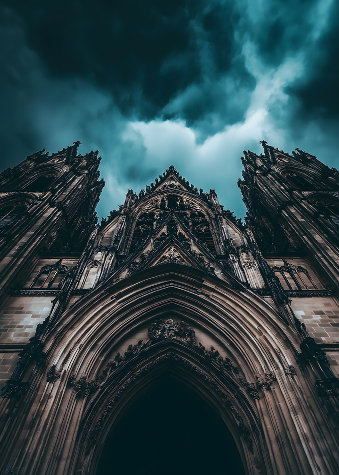 German Cologne Gothic Cathedral Entrance