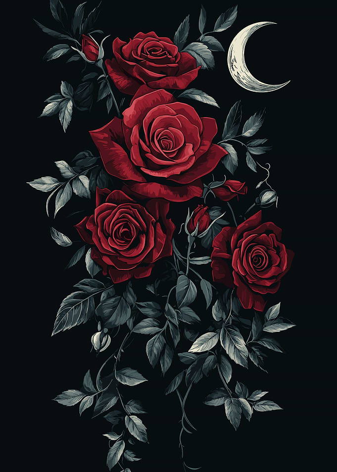 Dark Roses and Moon