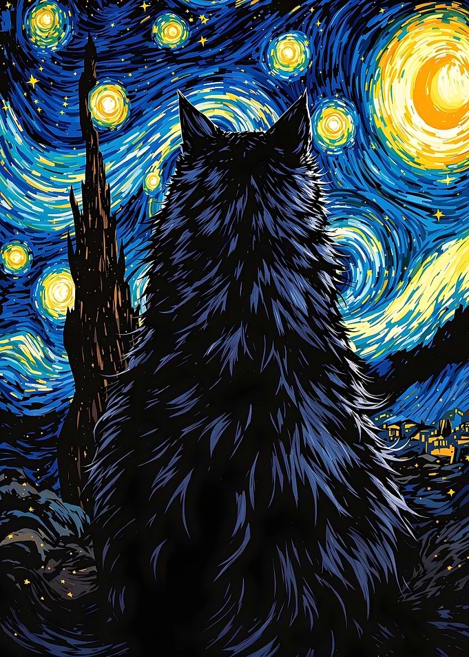 Cat in Starry Night