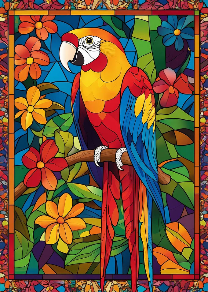 Stained Glass Parrot