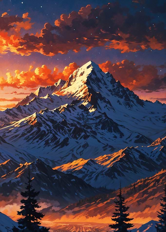 Majestic Mountain at Sunset