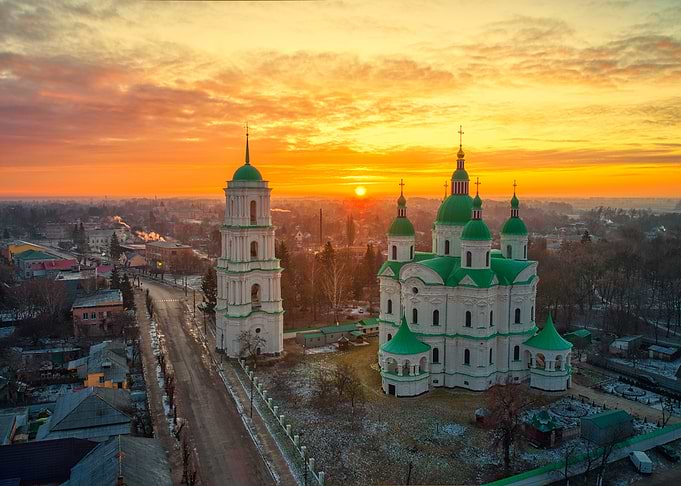 Sunrise over Cathedral in Ukraine