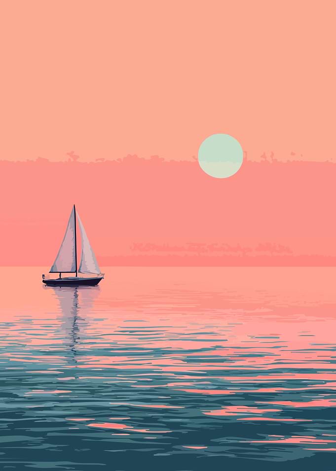 Sailboat Sunset Minimalist