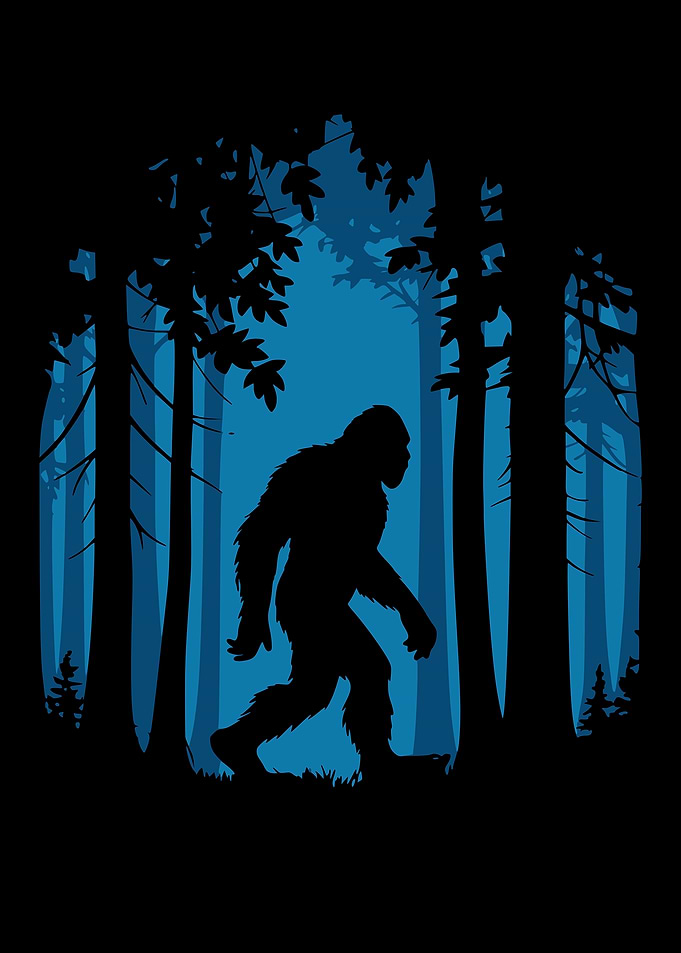 Bigfoot Silhouette in Forest
