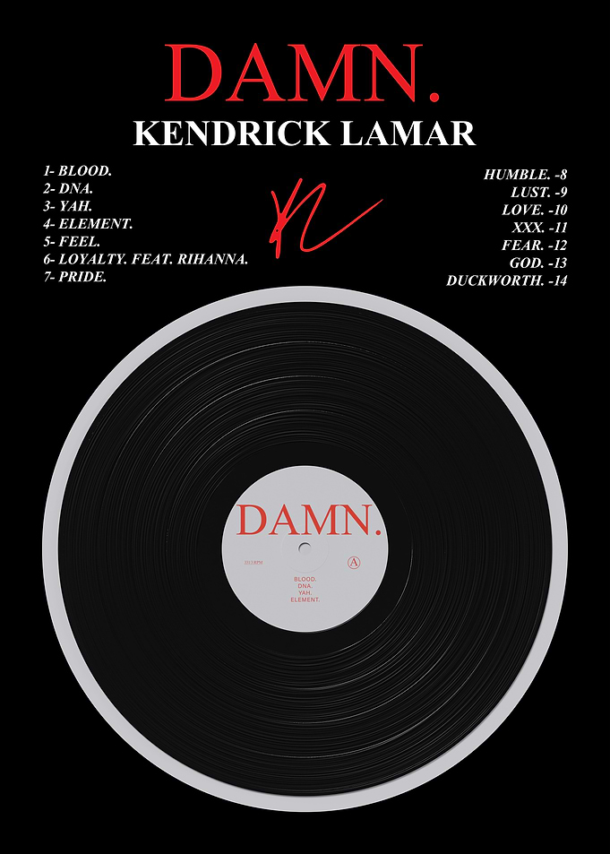 Kendrick Lamar DAMN. Album Vinyl Poster Design