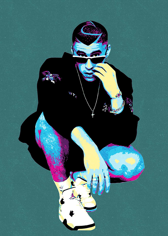 Bad Bunny Pop Art Portrait