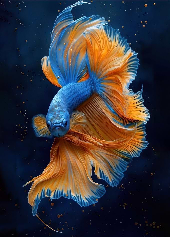 Blue and Orange Betta Fish