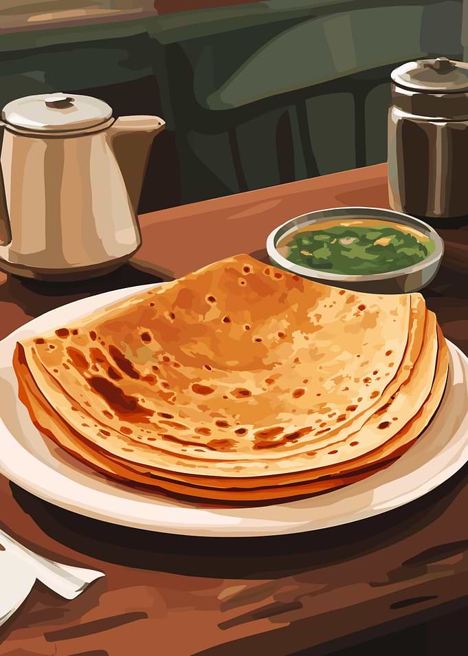 Indian Flatbread with Green Chutney