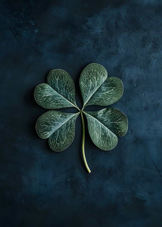 Four-Leaf Clover on Blue