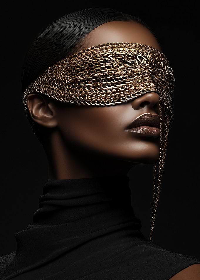 Woman with Gold Chain Mask