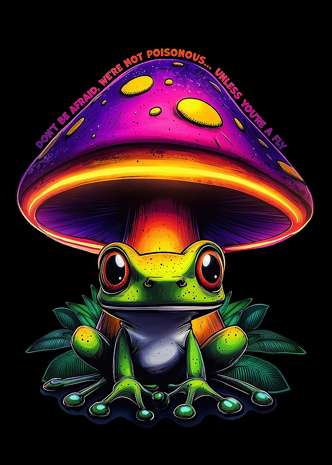Frog Under Mushroom