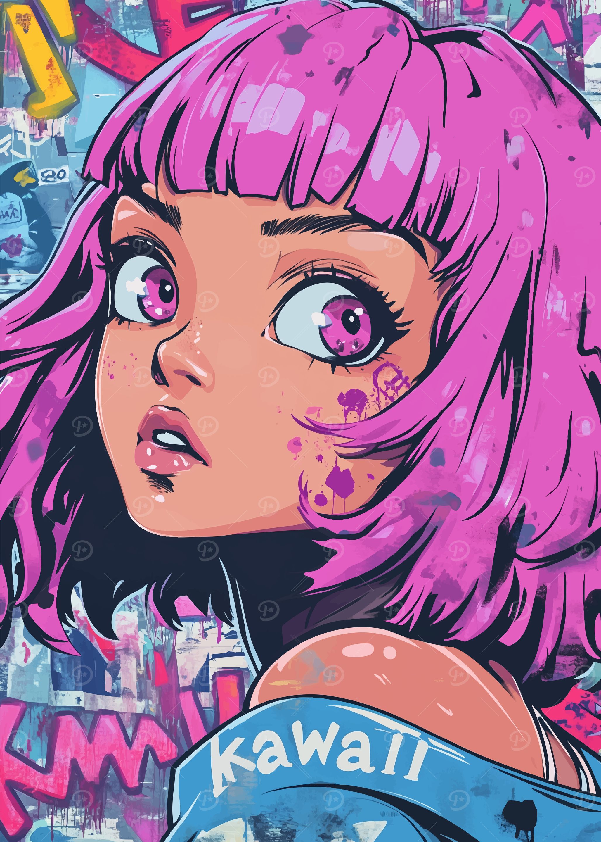 Kawaii Anime Girl Pop Art
