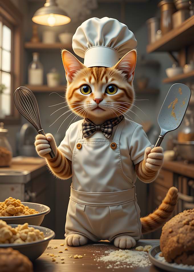 Chef Cat in the Kitchen