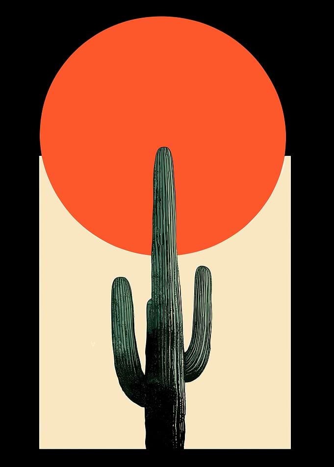 Cactus Sunset Minimalist Art