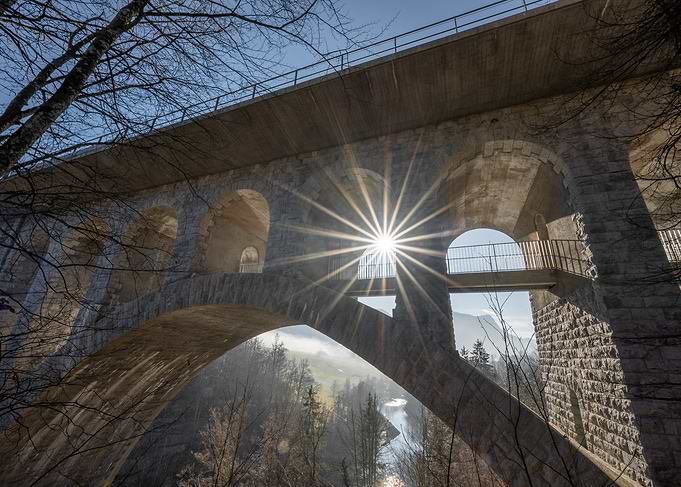 Stone Bridge with Sunburst